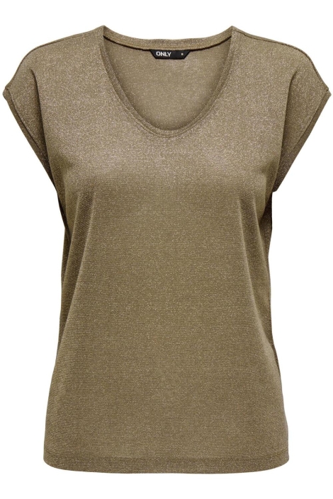 Only onlsilvery s/s v neck lurex top jrs